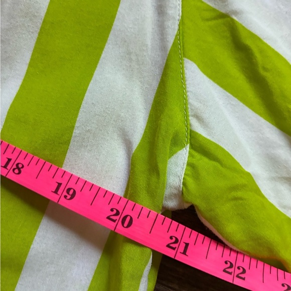 PIERRE CARDIN 80s rayon lime green white striped vacation button down shirt sz 8 - Picture 11 of 13